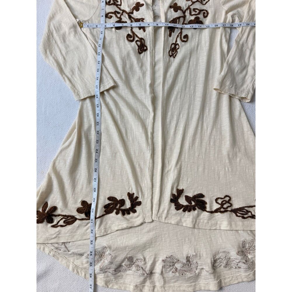 Natural Impressions Embroidered Floral Cotton Open Cardigan Women's M - Picture 3 of 6
